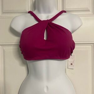 SHADE & SHORE Dark Magenta Braided Strap Swim Top